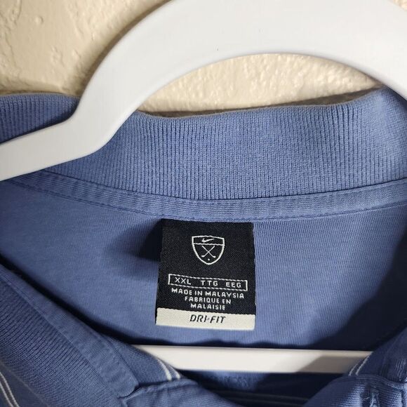 Nike Golf Polo Shirt Men's XXL Blue Striped Dri-Fit Cotton Short Sleeve Collared - Picture 5 of 8